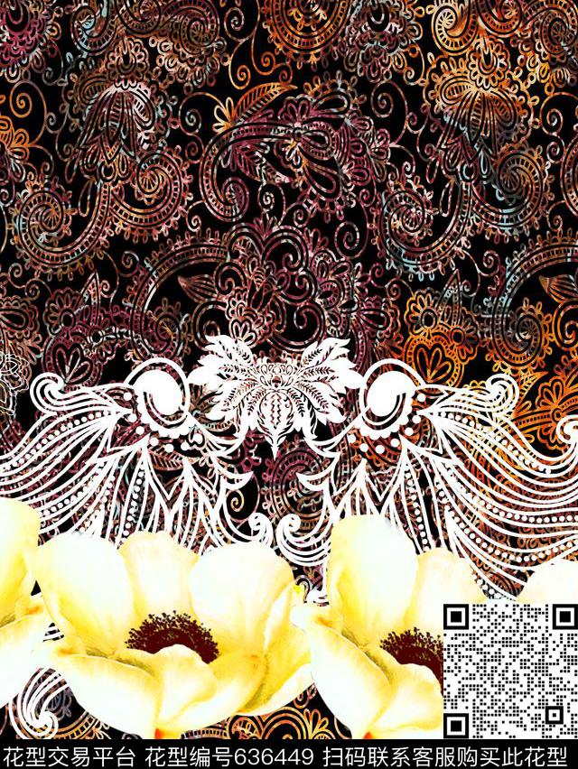 中老年女装时尚女装衬衫裙款花卉数码印花华亿平台下载（图片编号: 636449） - 瓦栏（Walan）