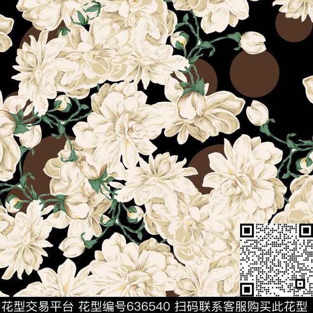 条纹花卉白花数码印花华亿平台下载（图片编号: 636540） - 瓦栏（Walan）