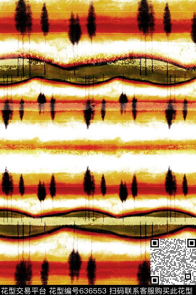 曲线波浪条纹条子数码印花华亿平台下载（图片编号: 636553） - 瓦栏（Walan）