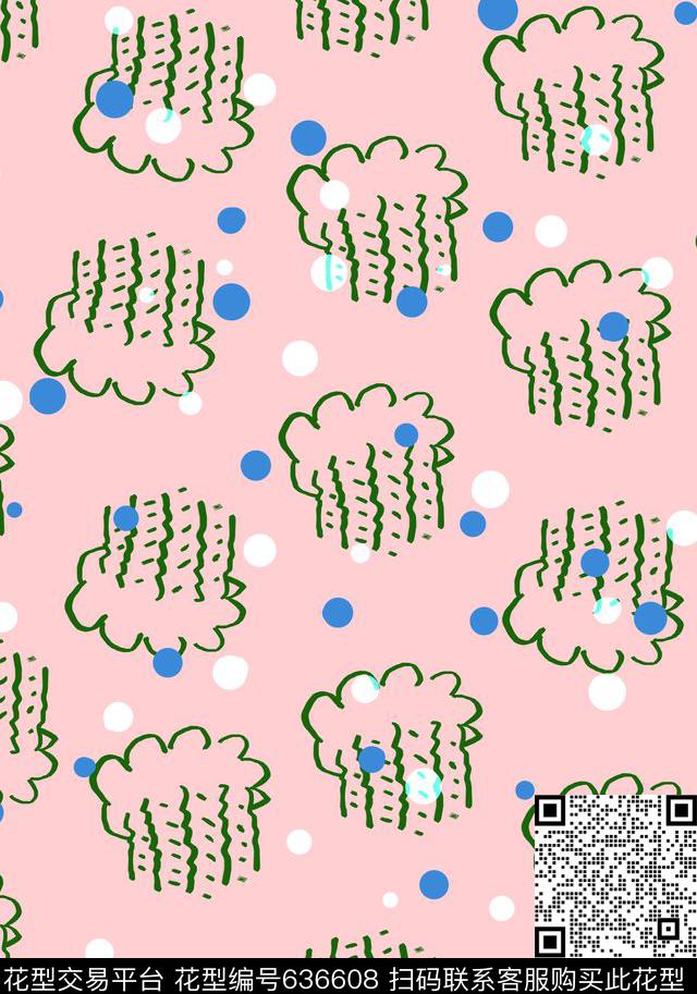 写意波点趣味手绘云块波点传统印花华亿平台下载（图片编号: 636608） - 瓦栏（Walan）