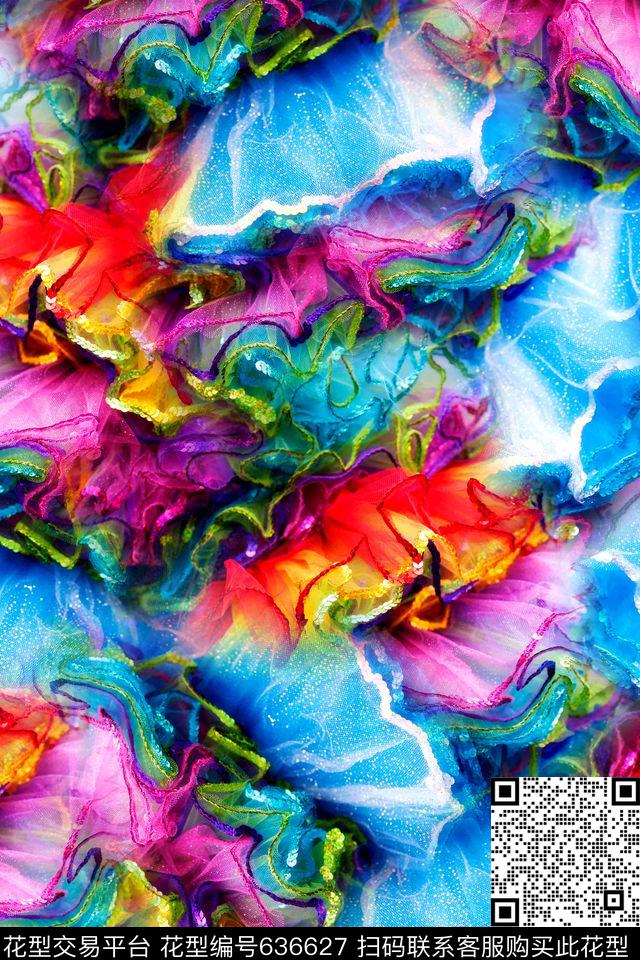 抽象折皱拼接数码印花华亿平台下载（图片编号: 636627） - 瓦栏（Walan）