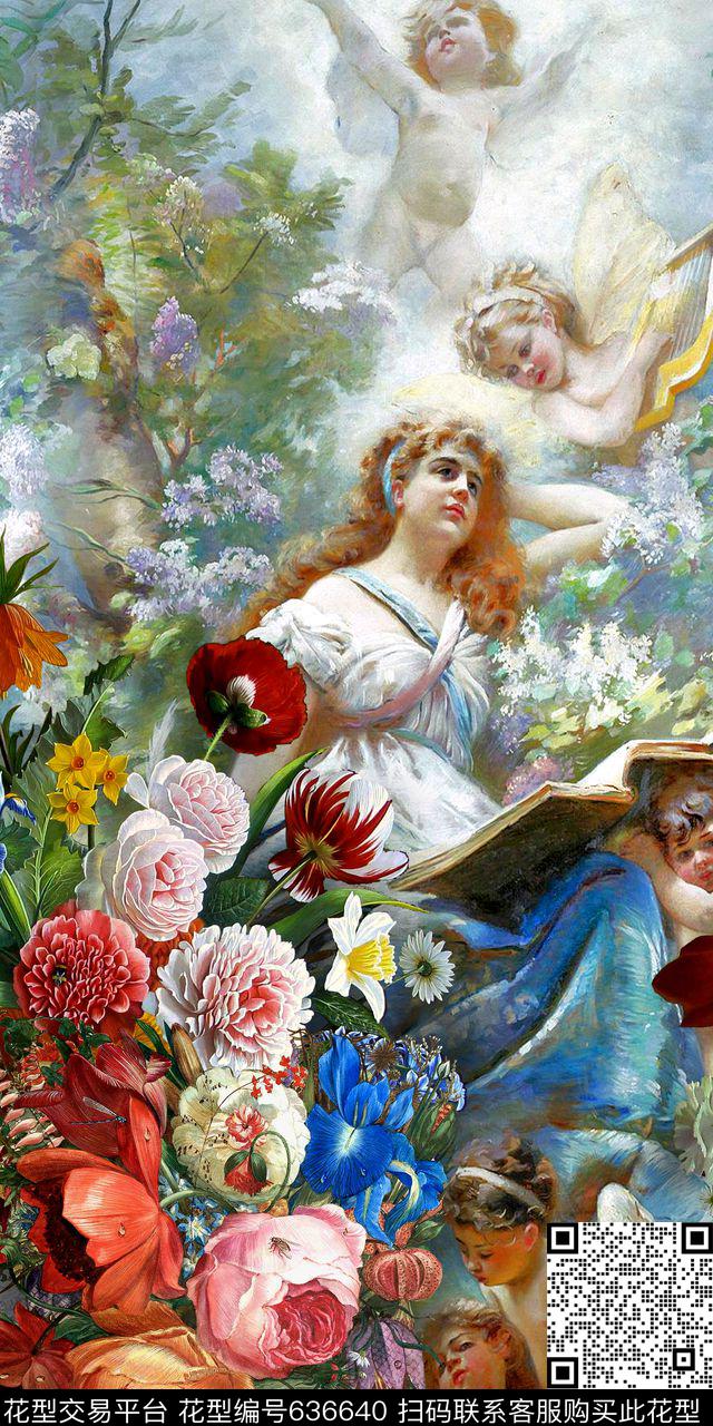 花卉油画风景数码印花华亿平台下载（图片编号: 636640） - 瓦栏（Walan）