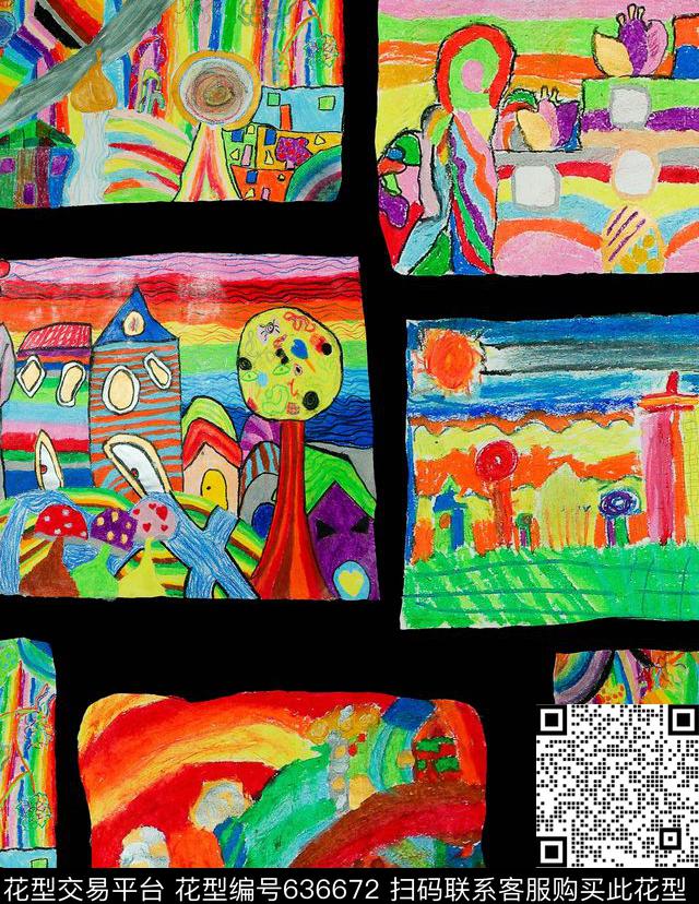 手绘几何数码印花华亿平台下载（图片编号: 636672） - 瓦栏（Walan）