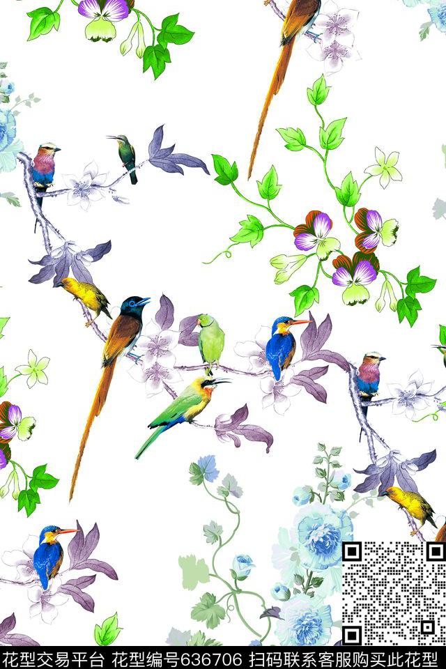 中国风花朵民族风数码印花华亿平台下载（图片编号: 636706） - 瓦栏（Walan）