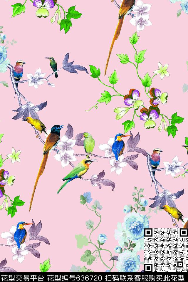 中国风花朵民族风数码印花华亿平台下载（图片编号: 636720） - 瓦栏（Walan）