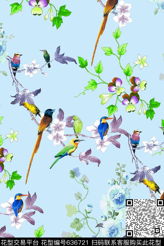 中国风花朵民族风数码印花华亿平台下载（图片编号: 636721） - 瓦栏（Walan）
