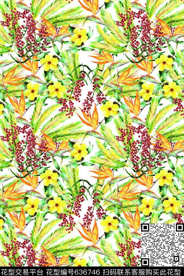 romanticwatercolortropical数码印花华亿平台下载（图片编号: 636746） - 瓦栏（Walan）