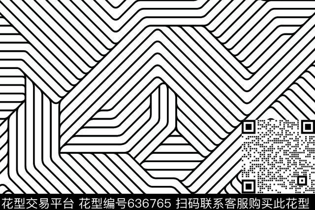时尚黑白方框数码印花华亿平台下载（图片编号: 636765） - 瓦栏（Walan）