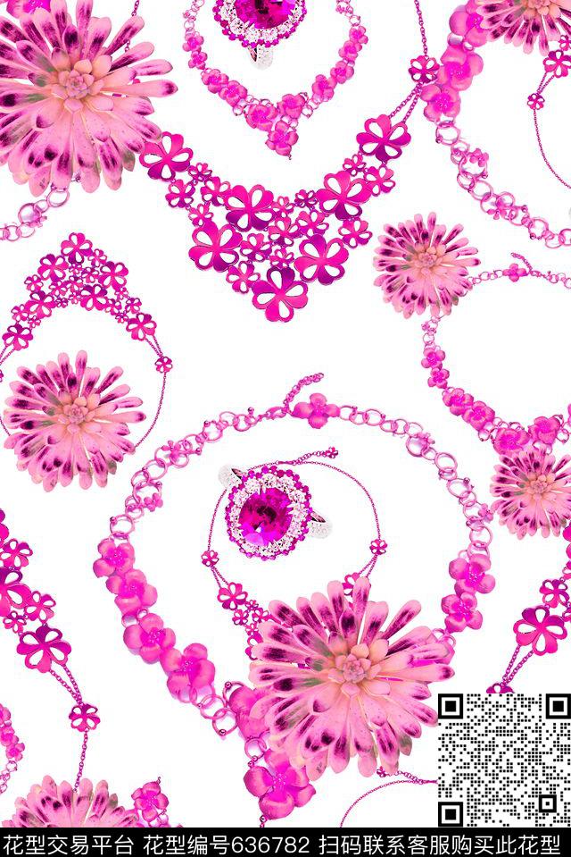 抽象手绘满版珠宝宝石最新高清数码花卉青花数码印花华亿平台下载（图片编号: 636782） - 瓦栏（Walan）