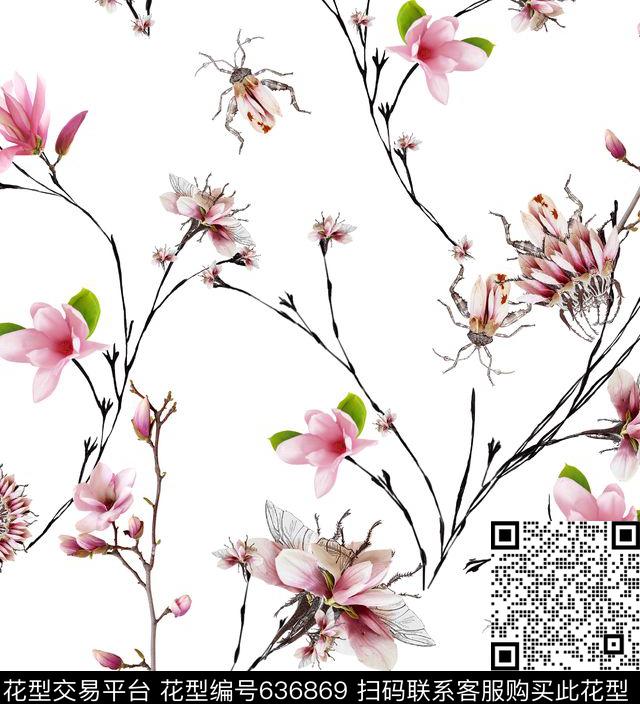 玉兰花、大牌华亿平台、花卉数码印花华亿平台下载（图片编号: 636869） - 瓦栏（Walan）