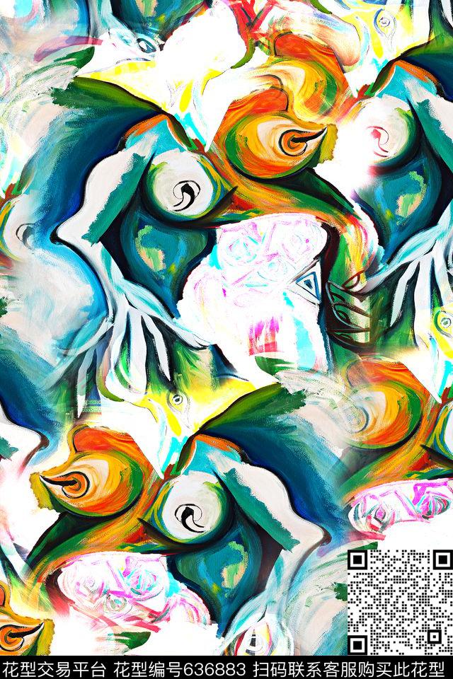 感悟抽象抽象水彩数码印花华亿平台下载（图片编号: 636883） - 瓦栏（Walan）