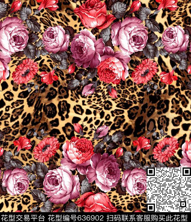 玫瑰花朵花卉数码印花华亿平台下载（图片编号: 636902） - 瓦栏（Walan）