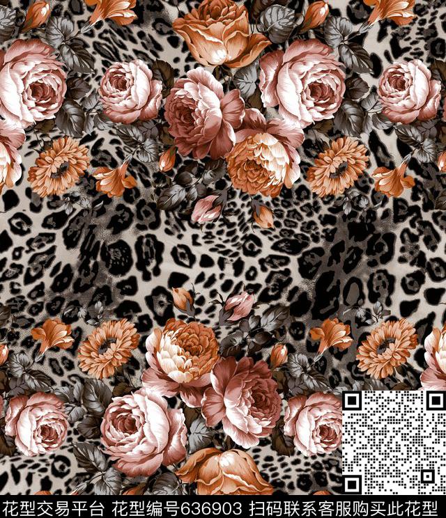 玫瑰花朵花卉数码印花华亿平台下载（图片编号: 636903） - 瓦栏（Walan）