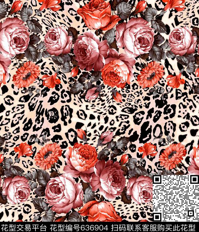 玫瑰花朵花卉数码印花华亿平台下载（图片编号: 636904） - 瓦栏（Walan）