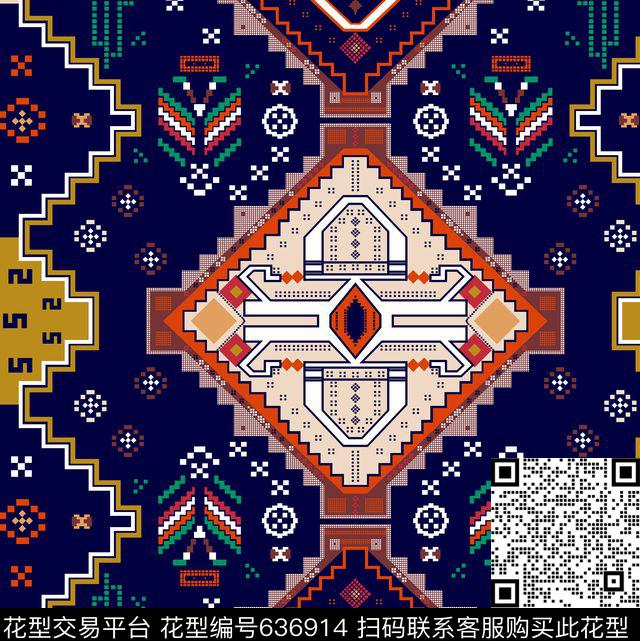 几何不规则几何小方块传统印花华亿平台下载（图片编号: 636914） - 瓦栏（Walan）