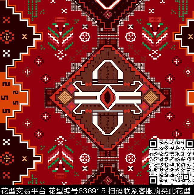 几何不规则几何小方块传统印花华亿平台下载（图片编号: 636915） - 瓦栏（Walan）