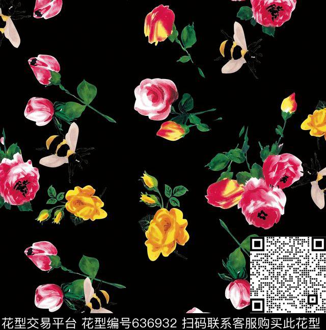 玫瑰花红玫瑰花朵数码印花华亿平台下载（图片编号: 636932） - 瓦栏（Walan）