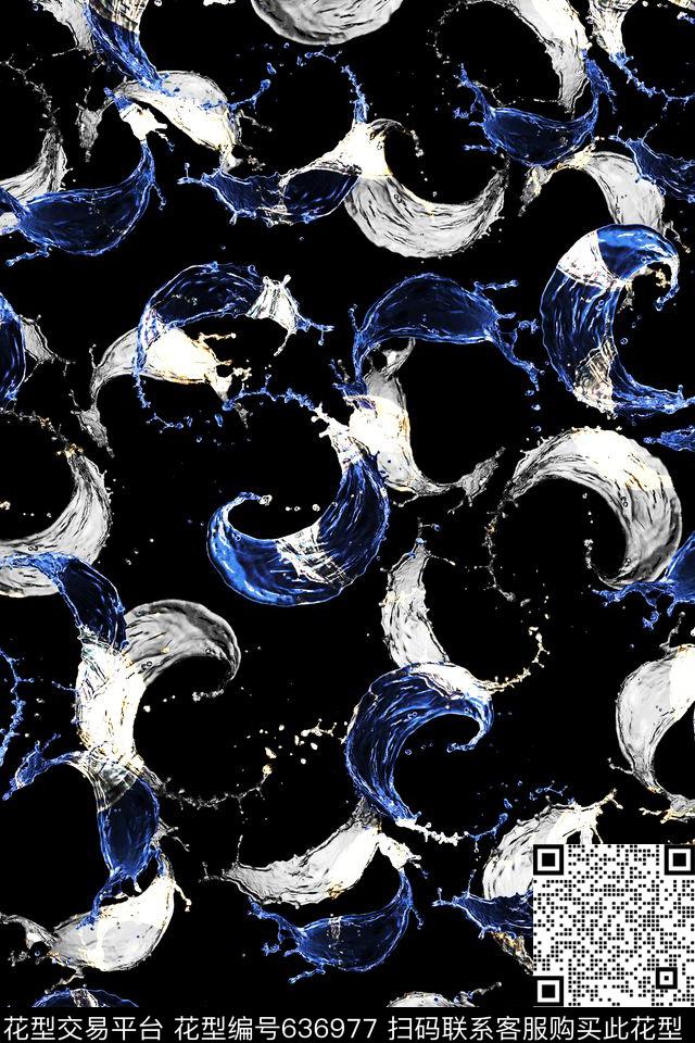 抽象水滴不规则数码印花华亿平台下载（图片编号: 636977） - 瓦栏（Walan）
