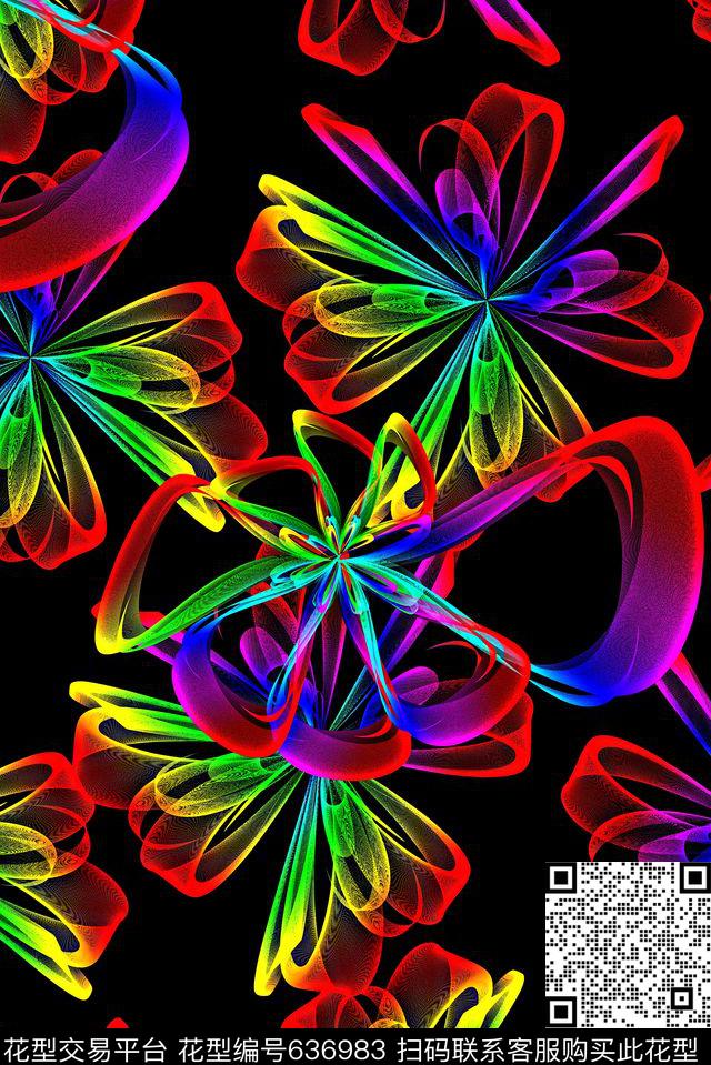 时尚抽象彩色分形几何数码印花时尚女装外套裙子印花时尚欧美大牌风格印花数码印花华亿平台下载（图片编号: 636983） - 瓦栏（Walan）