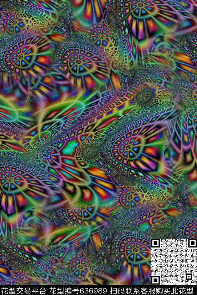 时尚抽象肌理纹彩色分形数码印花时尚女装裙子外套数码印花时尚欧美大牌男装外套卫衣印花数码印花华亿平台下载（图片编号: 636989） - 瓦栏（Walan）