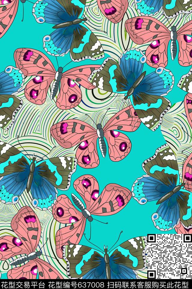 蝴蝶色块女装数码印花华亿平台下载（图片编号: 637008） - 瓦栏（Walan）