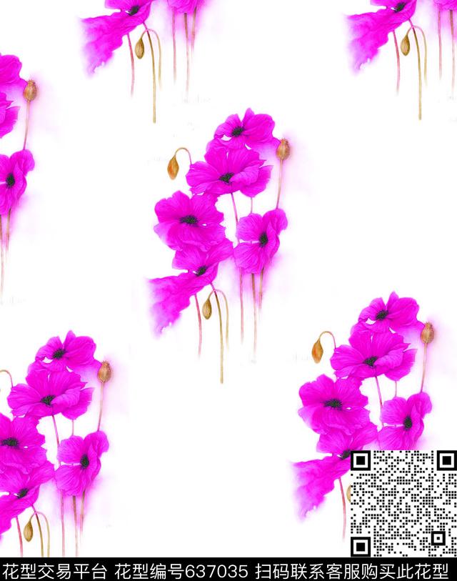 乱花花瓣花朵数码印花华亿平台下载（图片编号: 637035） - 瓦栏（Walan）