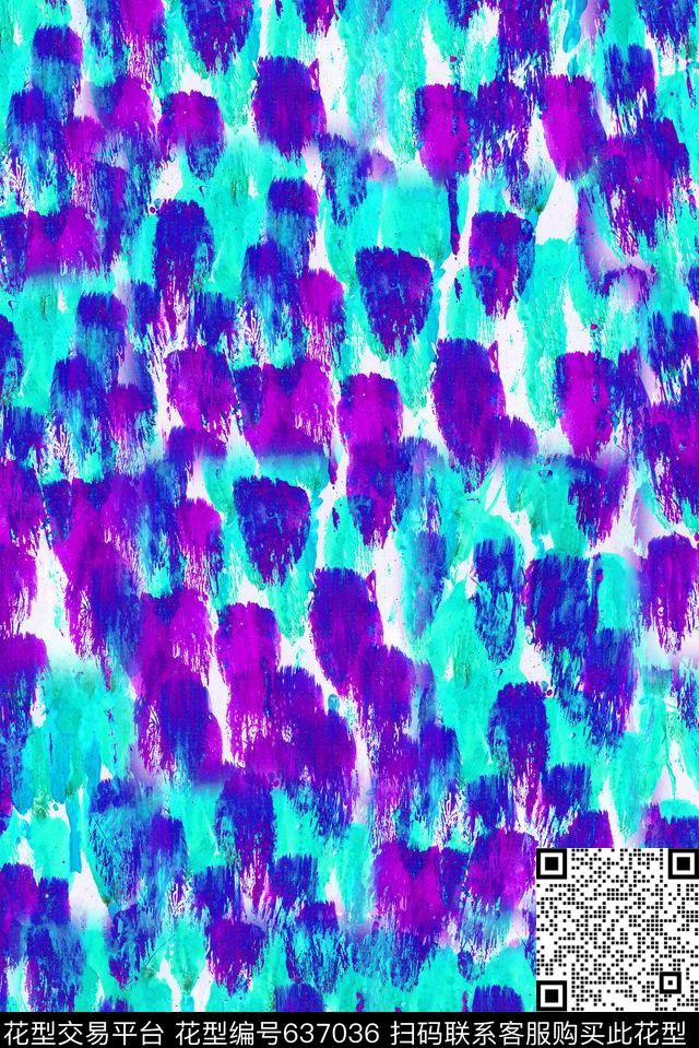 水彩笔触清爽手绘油画笔触数码印花华亿平台下载（图片编号: 637036） - 瓦栏（Walan）