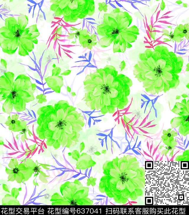 乱花大花花朵数码印花华亿平台下载（图片编号: 637041） - 瓦栏（Walan）