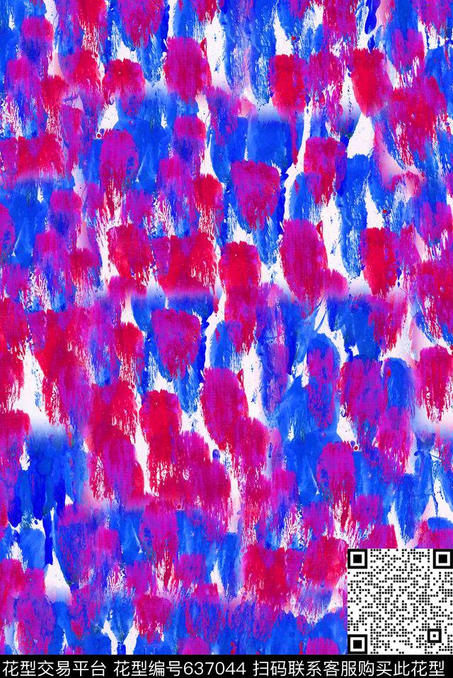 水彩笔触清爽手绘油画笔触数码印花华亿平台下载（图片编号: 637044） - 瓦栏（Walan）