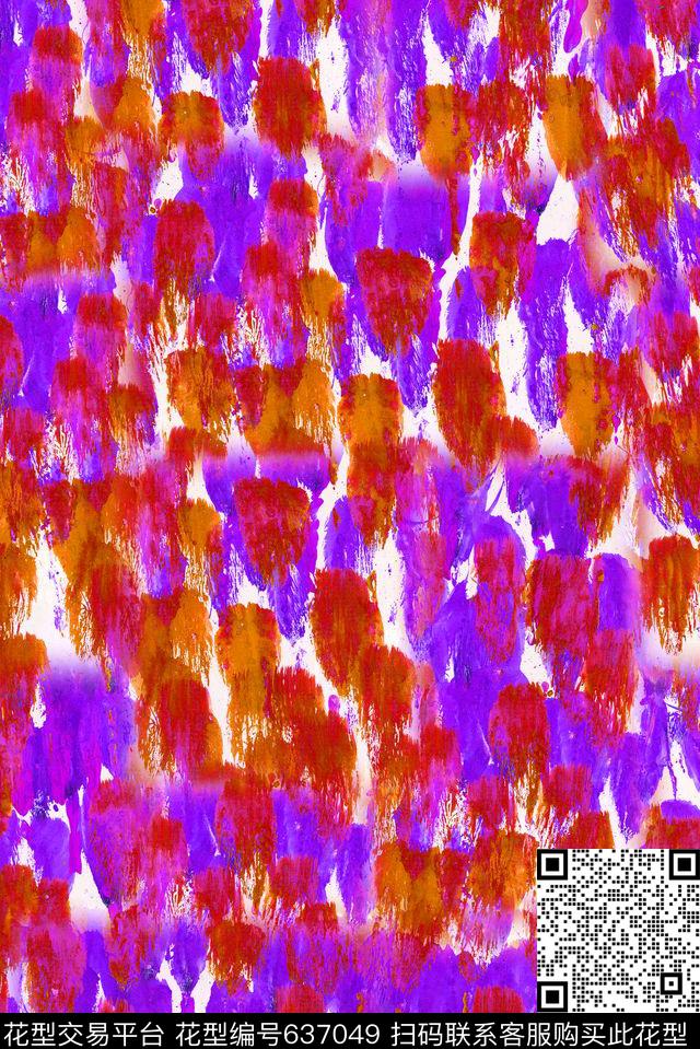 水彩笔触清爽手绘油画笔触数码印花华亿平台下载（图片编号: 637049） - 瓦栏（Walan）