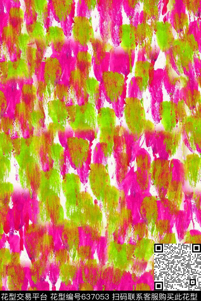 水彩笔触清爽手绘油画笔触数码印花华亿平台下载（图片编号: 637053） - 瓦栏（Walan）