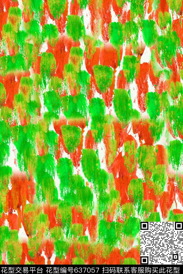 水彩笔触清爽手绘油画笔触数码印花华亿平台下载（图片编号: 637057） - 瓦栏（Walan）