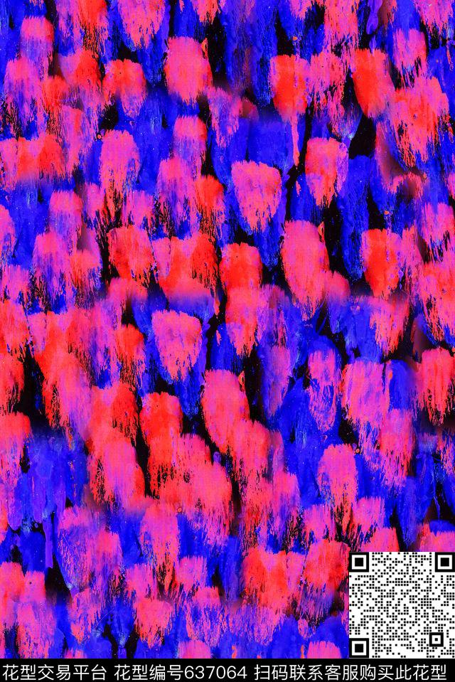 水彩笔触清爽手绘油画笔触数码印花华亿平台下载（图片编号: 637064） - 瓦栏（Walan）