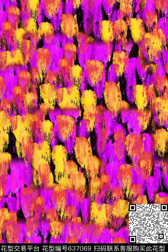 水彩笔触清爽手绘油画笔触数码印花华亿平台下载（图片编号: 637069） - 瓦栏（Walan）