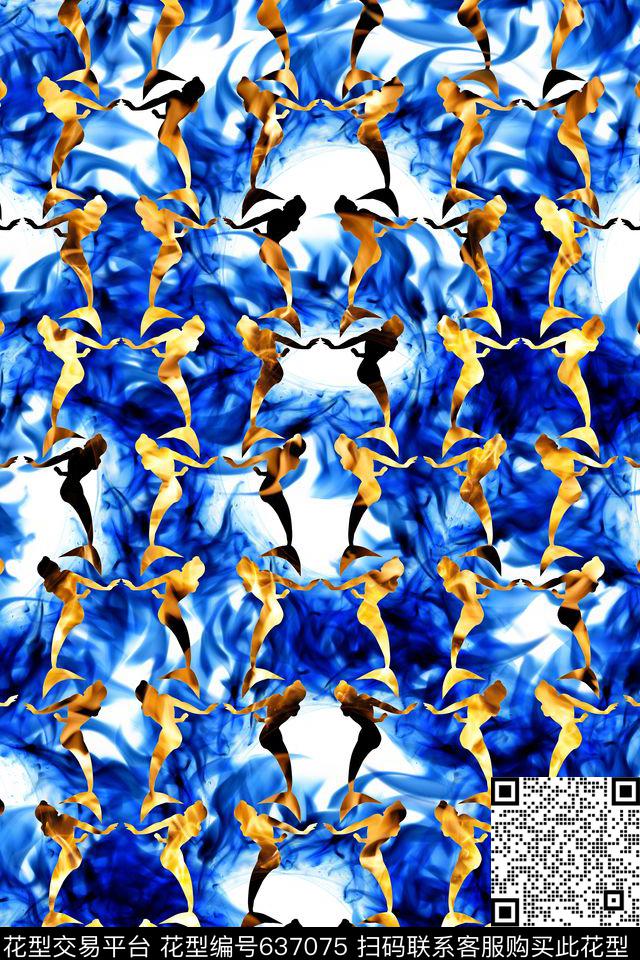 时尚潮流人物纹理数码印花华亿平台下载（图片编号: 637075） - 瓦栏（Walan）