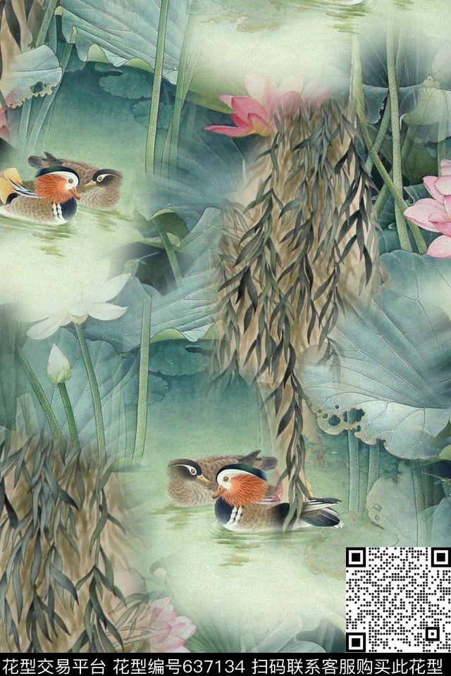 国画民族风中国风数码印花华亿平台下载（图片编号: 637134） - 瓦栏（Walan）