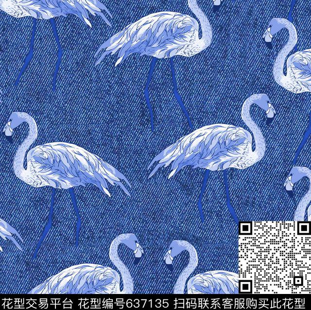 时尚牛仔纹动物传统印花华亿平台下载（图片编号: 637135） - 瓦栏（Walan）