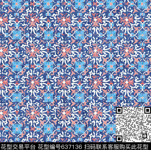 牛仔纹复古时尚数码印花华亿平台下载（图片编号: 637136） - 瓦栏（Walan）