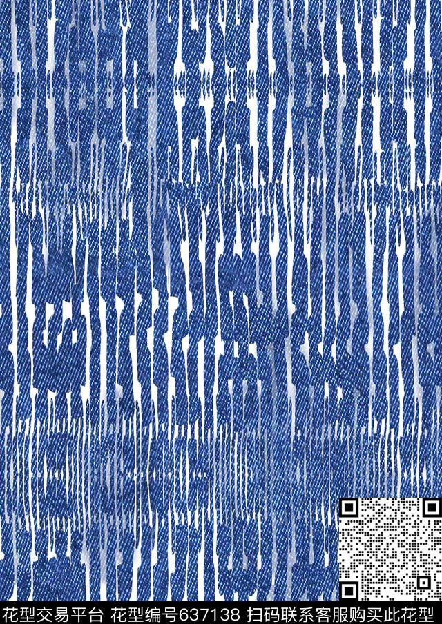 几何抽象牛仔纹数码印花华亿平台下载（图片编号: 637138） - 瓦栏（Walan）