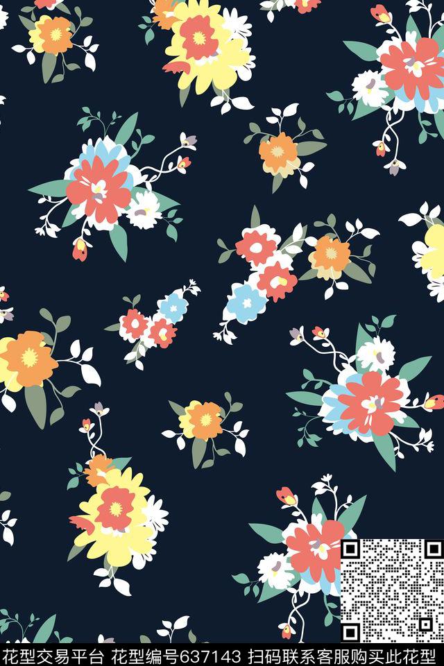 碎花花卉几何传统印花华亿平台下载（图片编号: 637143） - 瓦栏（Walan）