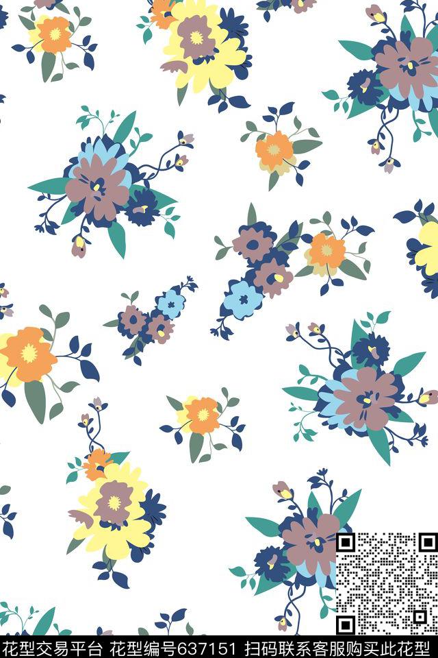 碎花花卉几何传统印花华亿平台下载（图片编号: 637151） - 瓦栏（Walan）