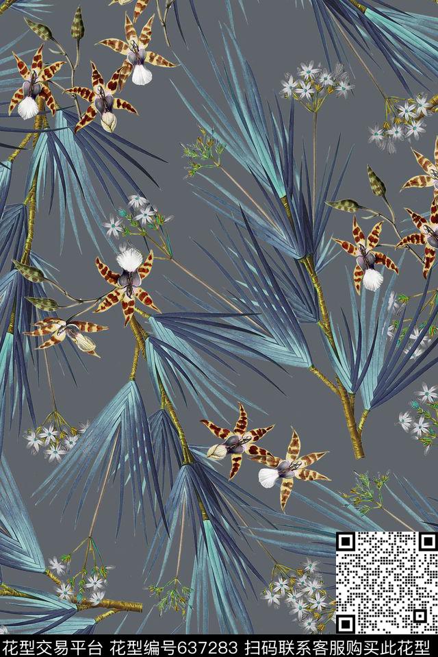 碎花花卉植物数码印花华亿平台下载（图片编号: 637283） - 瓦栏（Walan）