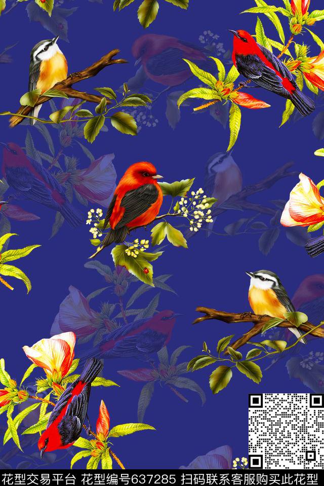 花枝叶子旗袍连衣裙数码印花华亿平台下载（图片编号: 637285） - 瓦栏（Walan）