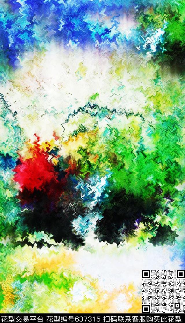 云纹满地乱花数码花大气抽象数码印花华亿平台下载（图片编号: 637315） - 瓦栏（Walan）