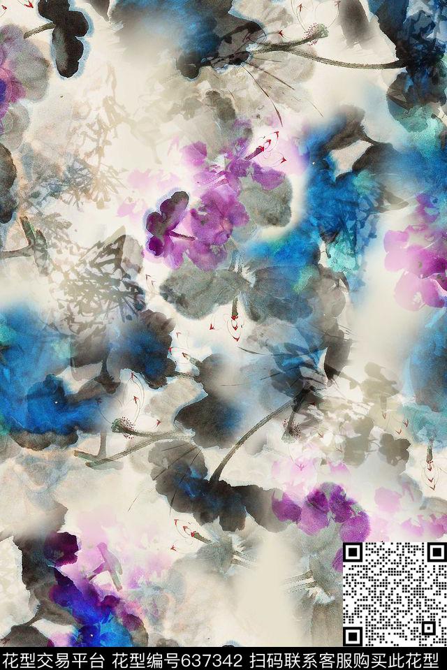 民族风国画时尚女装中国风数码印花华亿平台下载（图片编号: 637342） - 瓦栏（Walan）