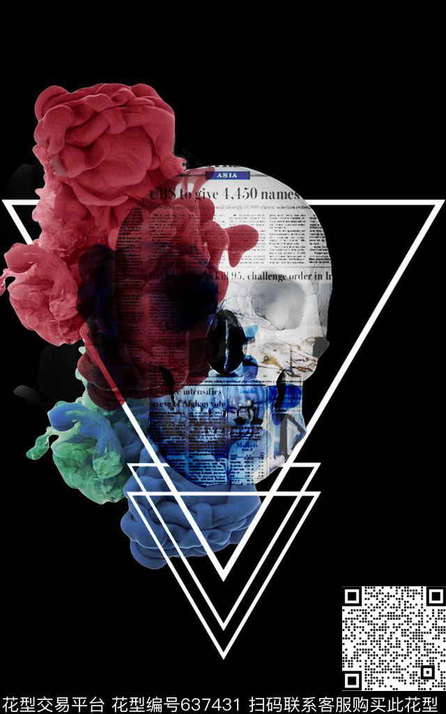 骷髅头数码印花华亿平台下载（图片编号: 637431） - 瓦栏（Walan）