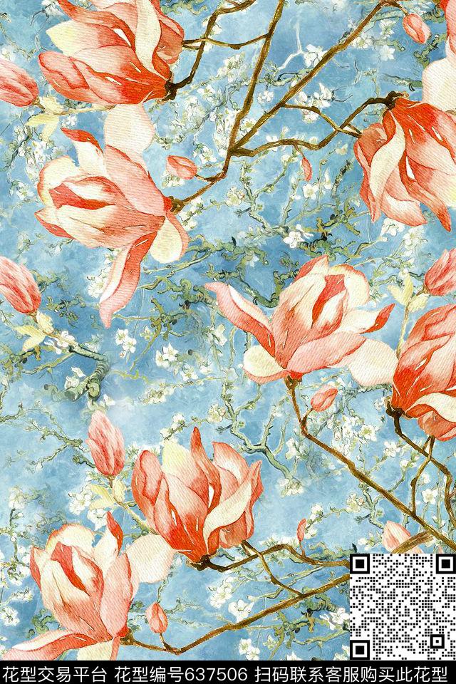花朵油画花卉手绘数码印花华亿平台下载（图片编号: 637506） - 瓦栏（Walan）