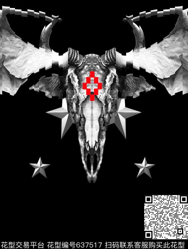 骷髅头数码印花华亿平台下载（图片编号: 637517） - 瓦栏（Walan）