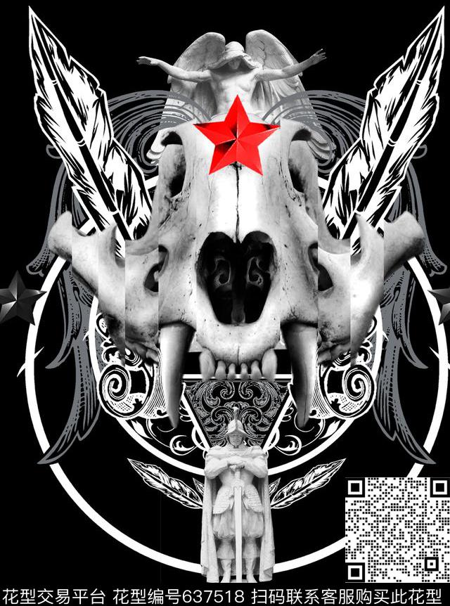 骷髅头数码印花华亿平台下载（图片编号: 637518） - 瓦栏（Walan）