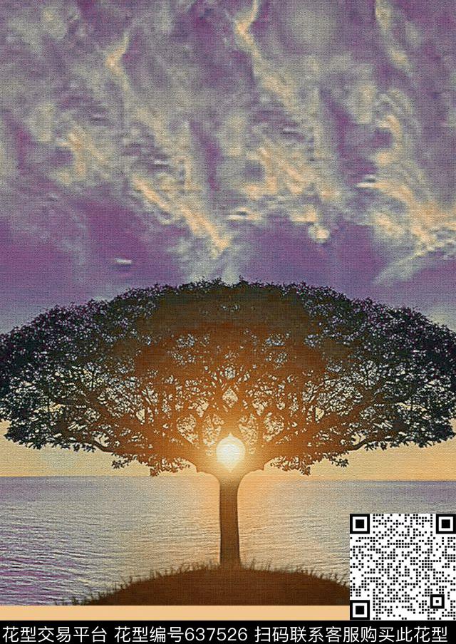 流行时尚树林风景数码印花华亿平台下载（图片编号: 637526） - 瓦栏（Walan）